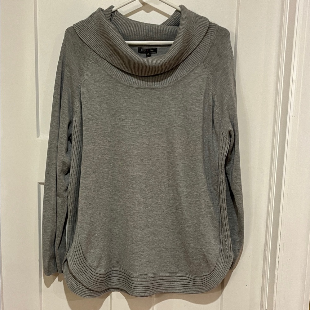 Elegant Gray Cowl Neck Sweater